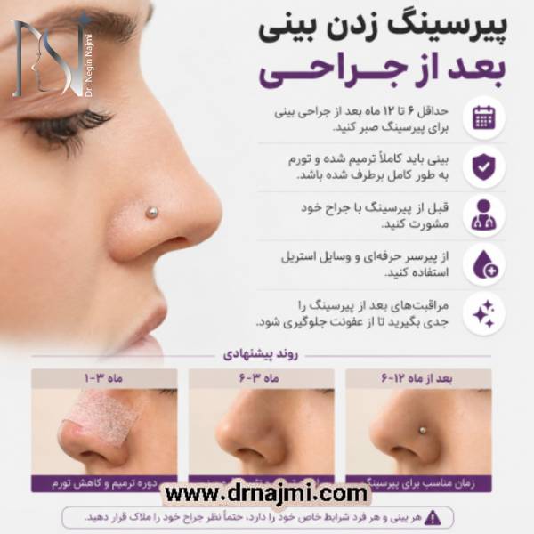 پیرسینگ بینی بعد از جراحی